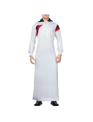 WHITE WITH NAVY BLUE HOODY THOBE