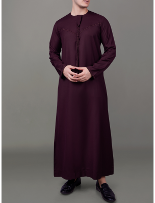 Maroon Emirati Embroidery Thobe