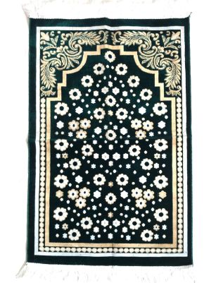 Luxury Velvet Islamic Prayer Rug / Janamaz / Musallah Green