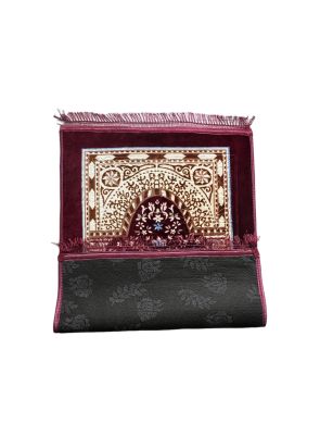 Super Soft Islamic Prayer Mat Maroon And White Jannamaz Musallah