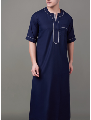 Navy Blue Short Sleeve Thobe